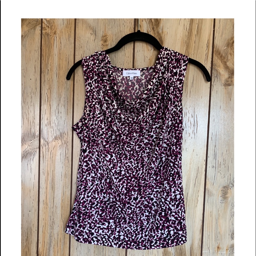 Calvin Klein Blk, Wht, & Purple Sleeveless Top XS